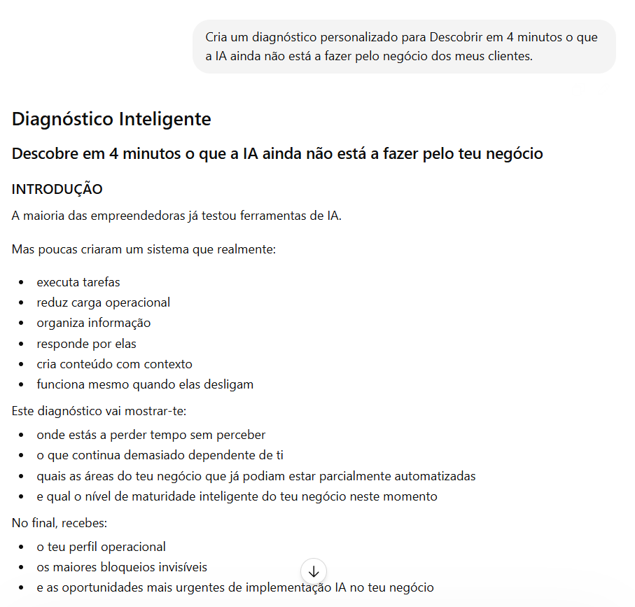 Exemplo de briefing de landing page de IA genérica