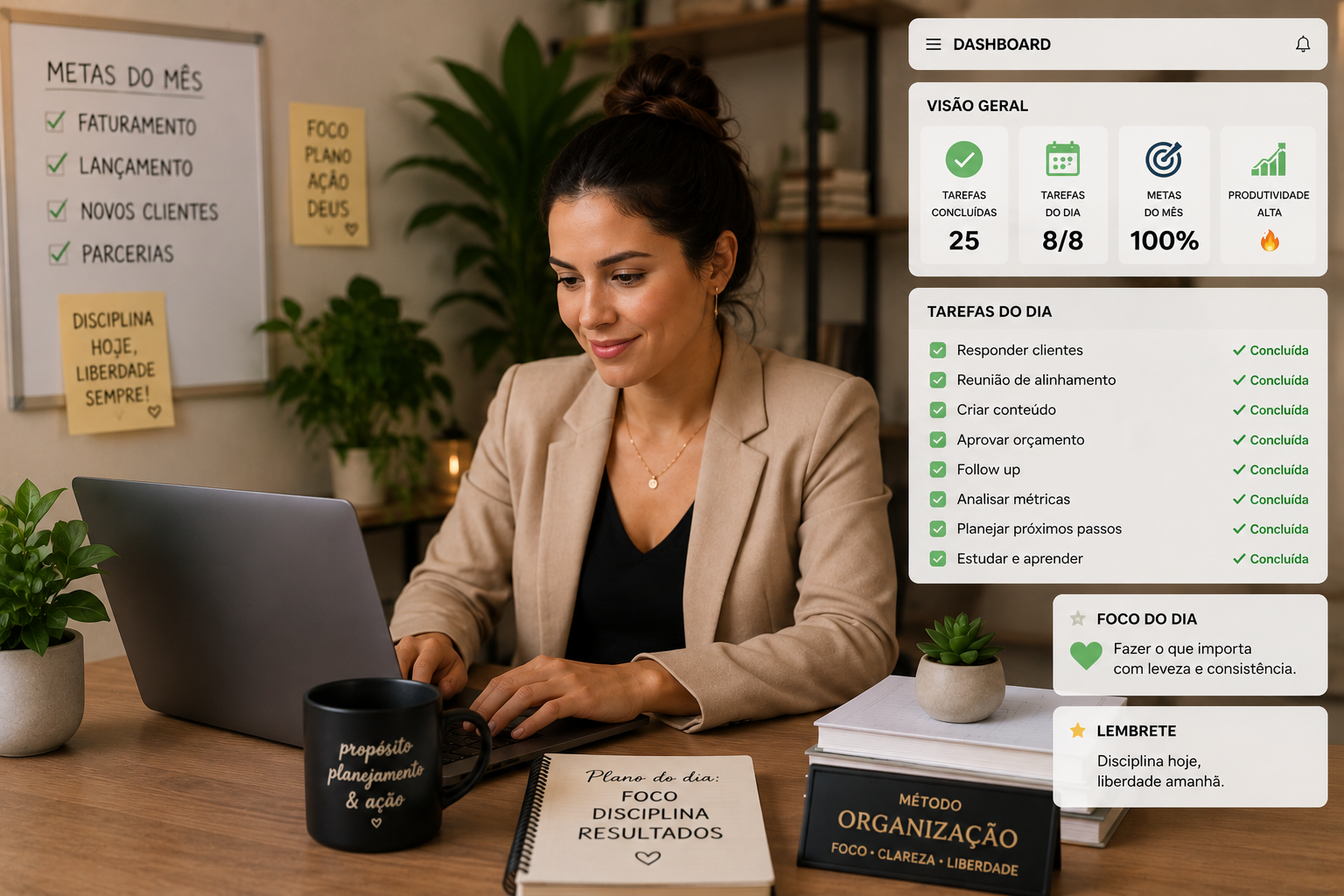 Dashboard organizado · operação tranquila